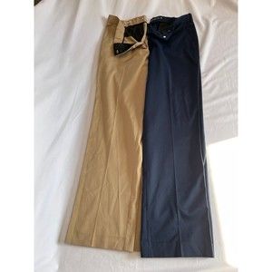 Bundle of 2 Perry Ellis Portfolio Classic Fit Dress Pants 34X34 Khaki and Navy